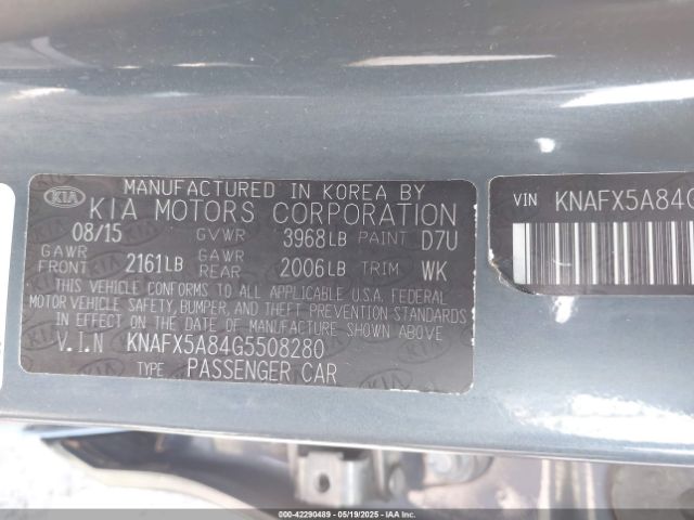 KNAFX5A84G5508280 KIA FORTE EX