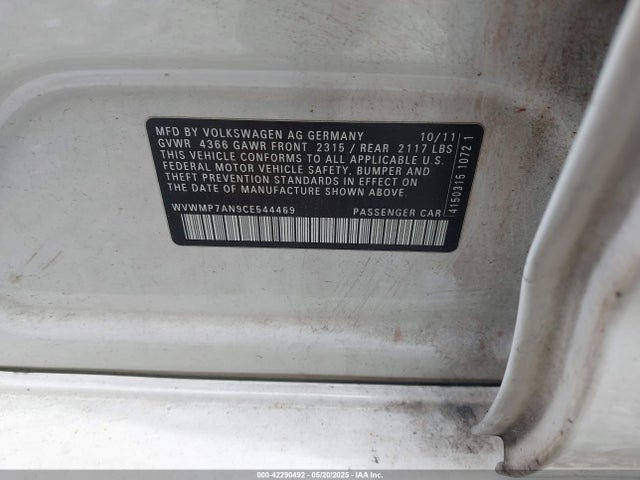Продаж на аукціоні авто 2012 Volkswagen Cc Sport, vin: WVWMP7AN9CE544469, номер лоту: 42290492