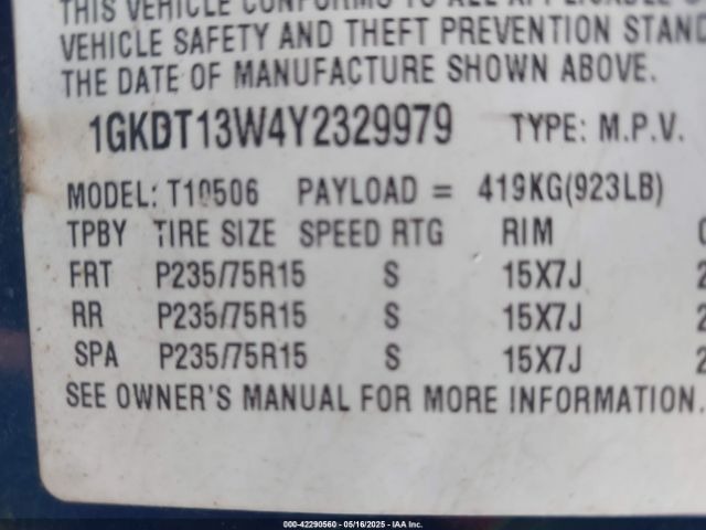 2000 GMC JIMMY 1GKDT13W4Y2329979 Photo 8