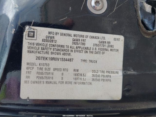 1997 GMC SIERRA 1500 2GTEK19R0V1534487 Photo 8