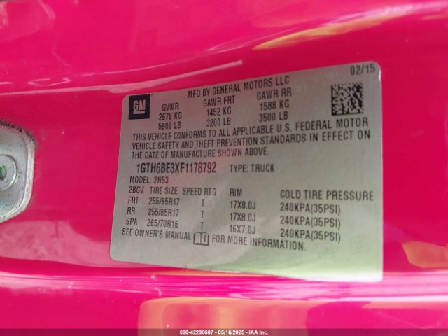 1GTH6BE3XF1178792 GMC CANYON SLE