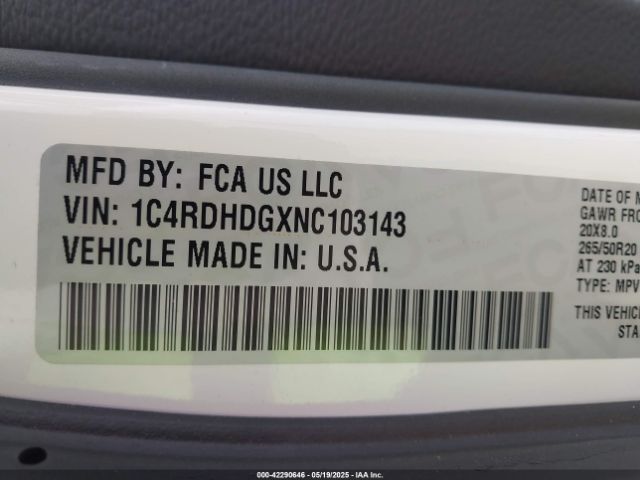 2022 DODGE DURANGO 1C4RDHDGXNC103143 Photo 8