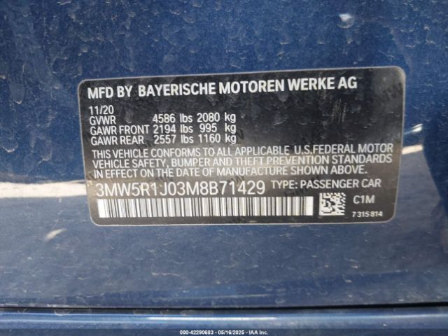 3MW5R1J03M8B71429 BMW 330I