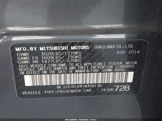 ML32A3HJ0FH009136 Mitsubishi MIRAGE DE