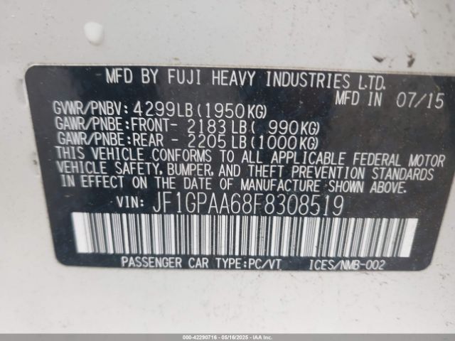 JF1GPAA68F8308519 Subaru Impreza 2.0i