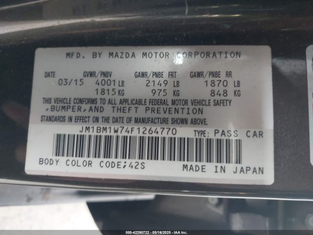 JM1BM1W74F1264770 Mazda Mazda3 I Grand Touring