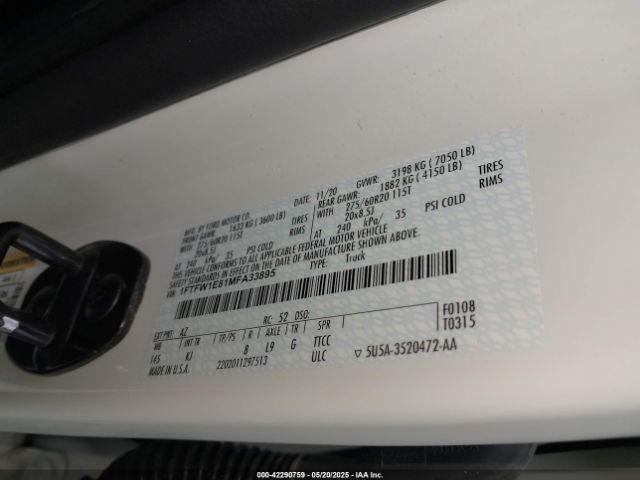 2021 FORD F-150 1FTFW1E81MFA33895 Photo 8