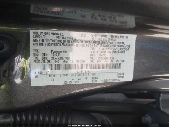1FADP3N25FL333364 Ford Focus Titanium