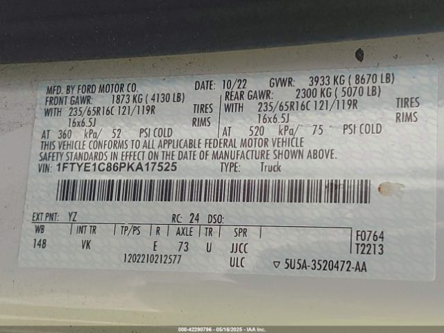 1FTYE1C86PKA17525 Ford Transit-150