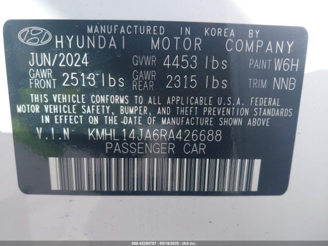 KMHL14JA6RA426688 Hyundai SONATA SEL
