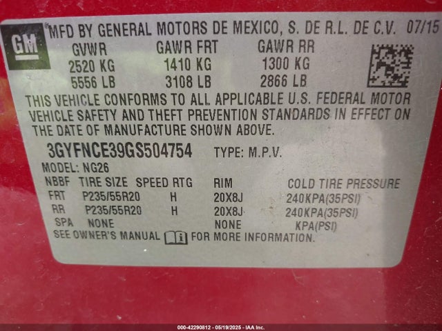 2016 CADILLAC SRX 3GYFNCE39GS504754 Photo 8
