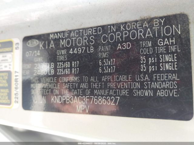 KNDPB3AC3F7686327 KIA Sportage Lx