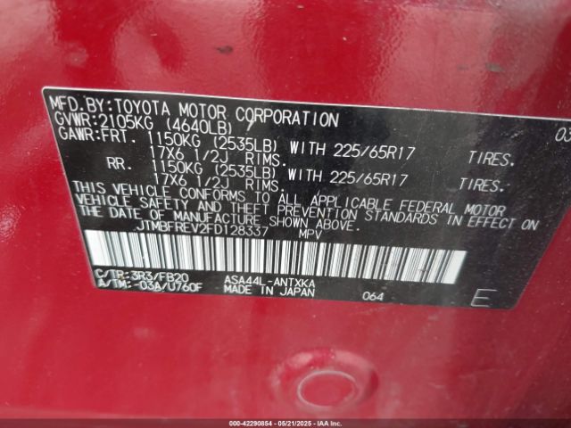 JTMBFREV2FD128337 Toyota RAV4 LE