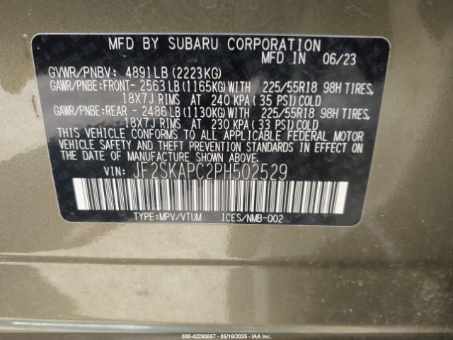 2023 SUBARU FORESTER JF2SKAPC2PH502529 Photo 8