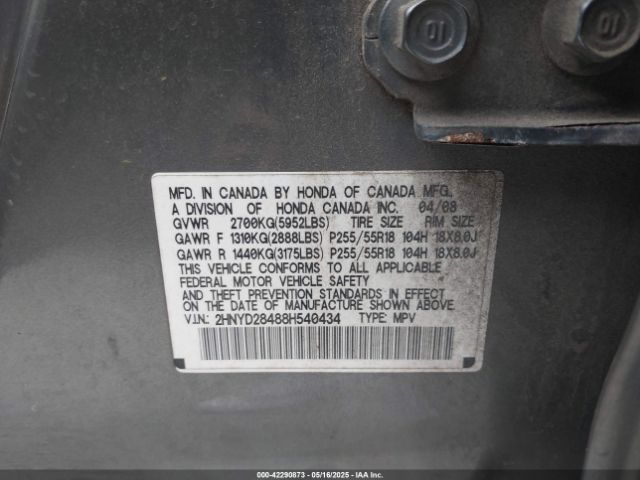 2008 ACURA MDX 2HNYD28488H540434 Photo 8