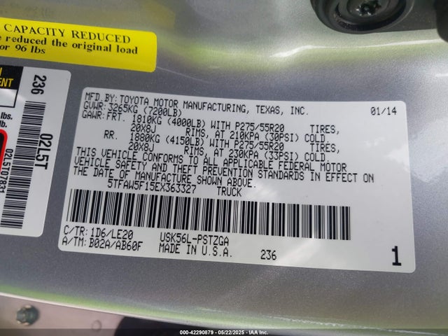 Toyota 3ur-fbe 2014 5TFAW5F15EX363327 Image 9