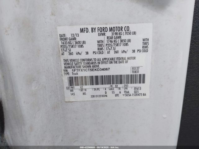 1FTFX1CT5EKD34067 Ford F-150 Xlt