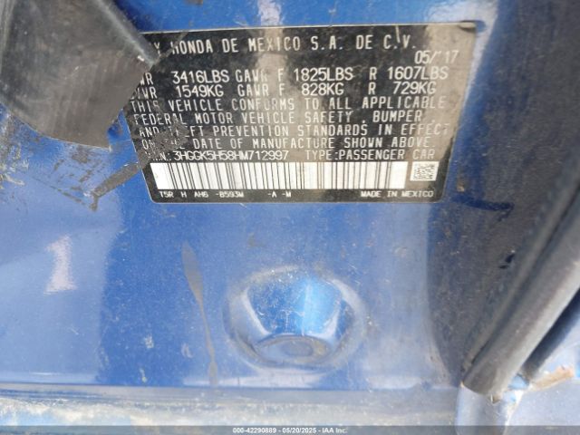 3HGGK5H58HM712997 Honda FIT LX