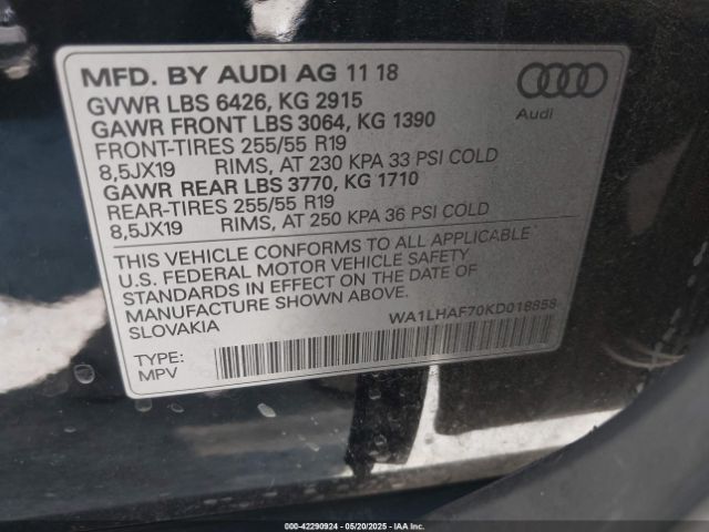 2019 AUDI Q7 WA1LHAF70KD018858 Photo 8