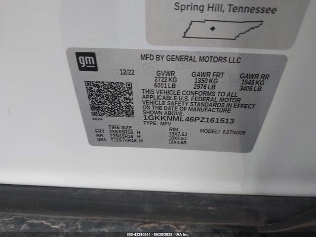 1GKKNML46PZ161513 GMC lsy