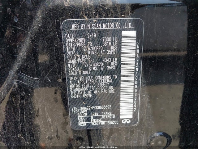 Infiniti QX80 2019 JN8AZ2NF0K9686692 Image 9