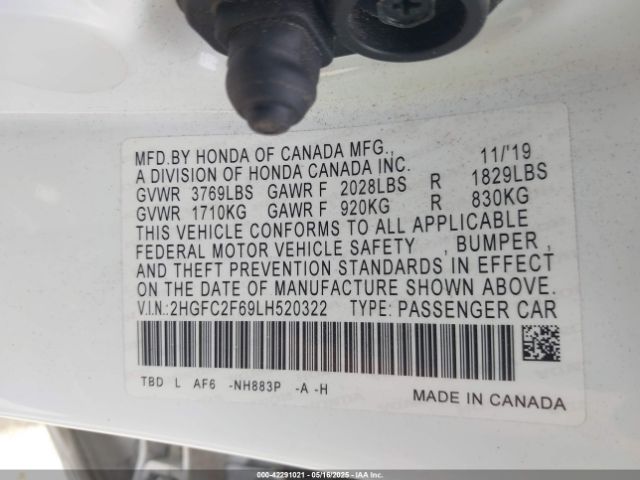2020 HONDA CIVIC 2HGFC2F69LH520322 Photo 8