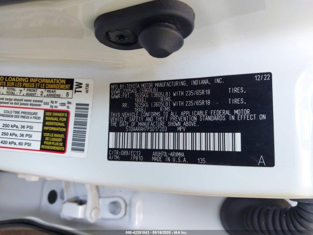5TDAARAH7PS017203 Toyota a25a-fxs, 5nm