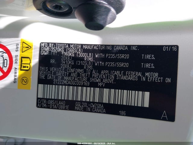 2T2ZZMCA0GC009169 Lexus 2016
