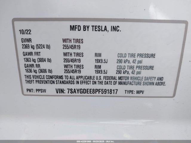 2023 TESLA MODEL Y 7SAYGDEE8PF591817 Photo 8