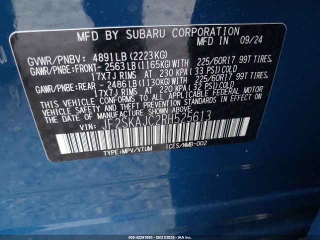 2024 SUBARU FORESTER JF2SKAJC2RH525613 Photo 8