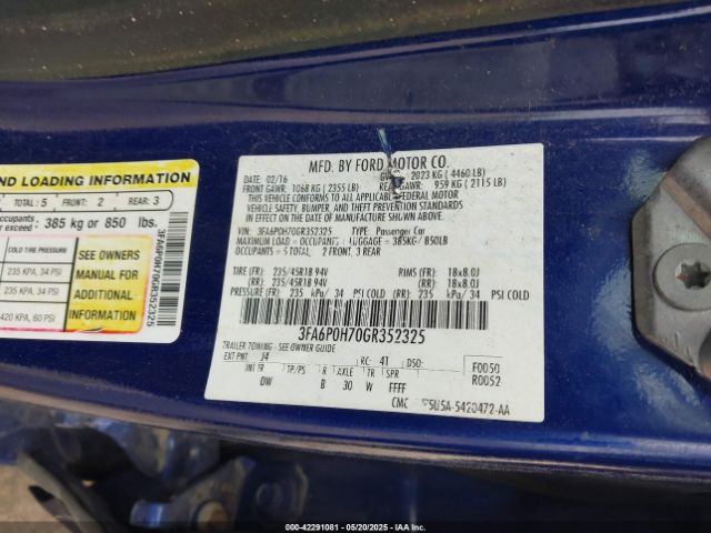 3FA6P0H70GR352325 Ford Fusion