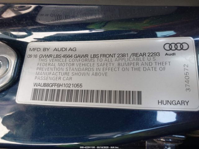 WAUB8GFF6H1021055 Audi A3 2.0t Premium