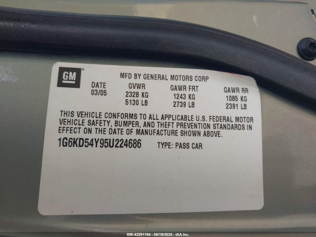 2005 CADILLAC DEVILLE 1G6KD54Y95U224686 Photo 8