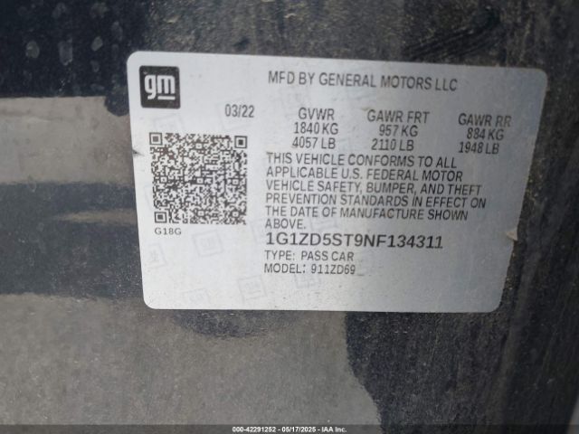 2022 CHEVROLET MALIBU 1G1ZD5ST9NF134311 Photo 8