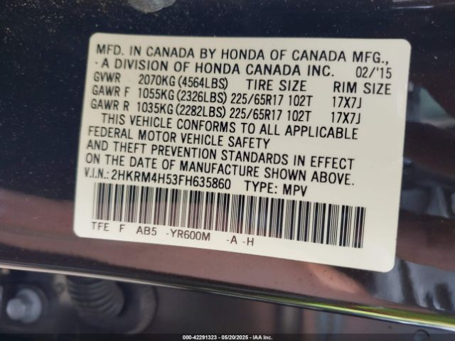 2HKRM4H53FH635860 Honda CR-V EX