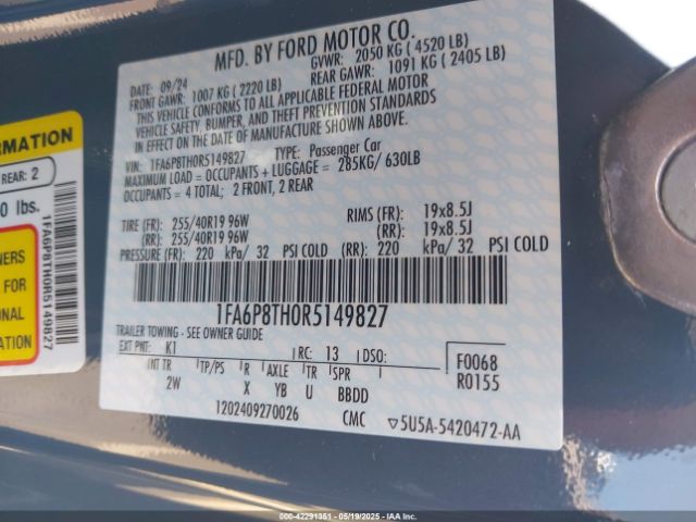2024 FORD MUSTANG 1FA6P8TH0R5149827 Photo 8