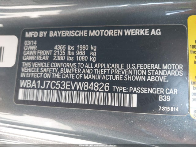BMW 2014 2014 WBA1J7C53EVW84826 Image 9