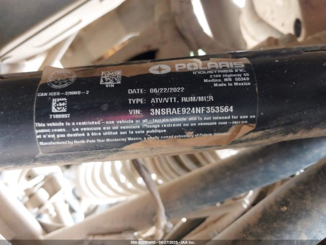 2022 POLARIS RZR 3NSRAE924NF353564 Photo 9