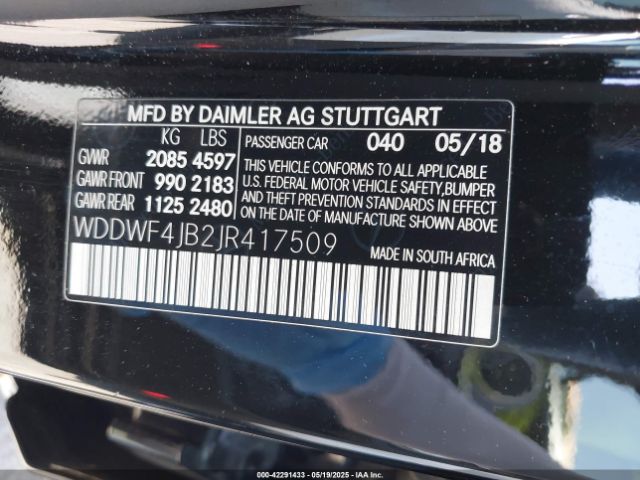 WDDWF4JB2JR417509 Mercedes-Benz C 300