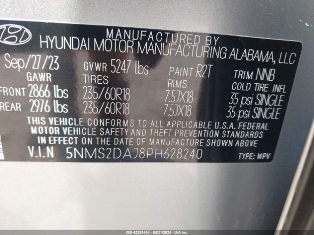 2023 HYUNDAI SANTA FE 5NMS2DAJ8PH628240 Photo 8