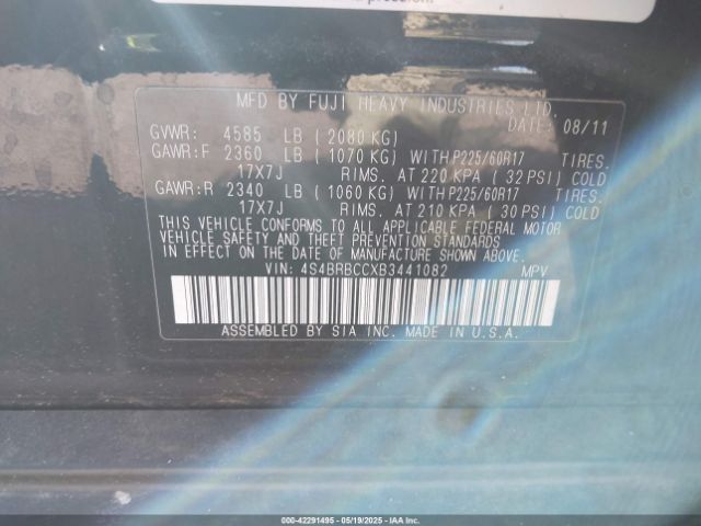 2011 SUBARU OUTBACK 4S4BRBCCXB3441082 Photo 8