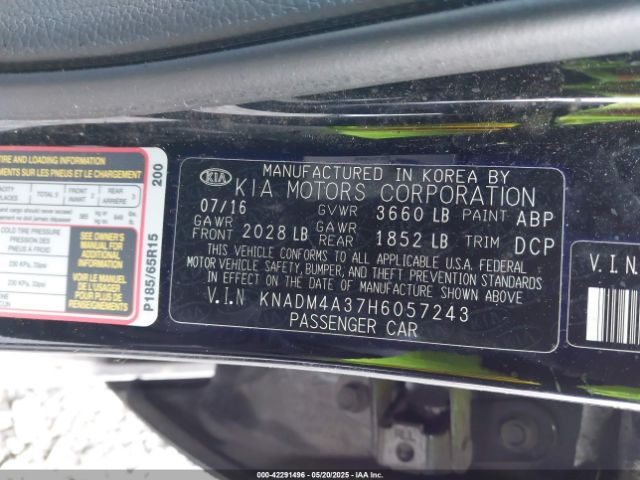 KNADM4A37H6057243 KIA RIO LX