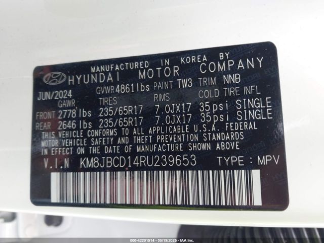 2024 HYUNDAI TUCSON HYBRID KM8JBCD14RU239653 Photo 8