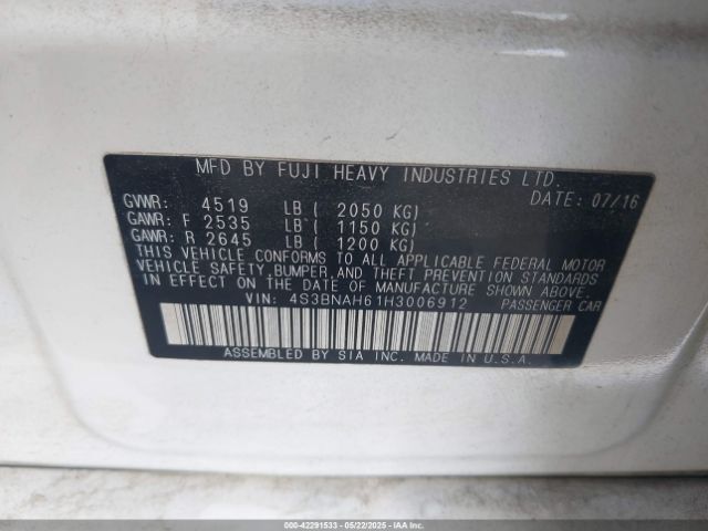 4S3BNAH61H3006912 Subaru Legacy 2.5i Premium