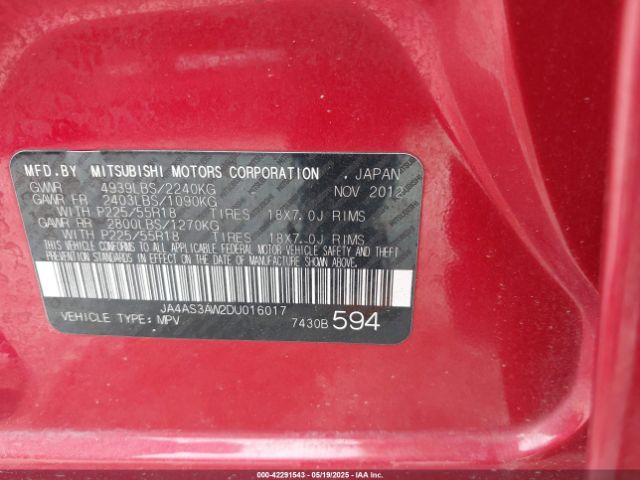 2013 MITSUBISHI OUTLANDER JA4AS3AW2DU016017 Photo 8