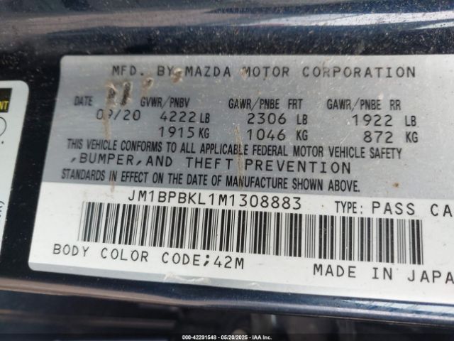 JM1BPBKL1M1308883 Mazda Mazda3 Hatchback Select