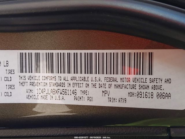 1C4PJLABXFW561146 Jeep Cherokee Sport