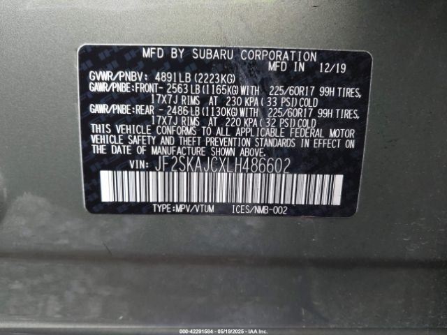 2020 SUBARU FORESTER JF2SKAJCXLH486602 Photo 8