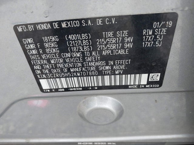 3CZRU5H52KM707880 Honda r18z9