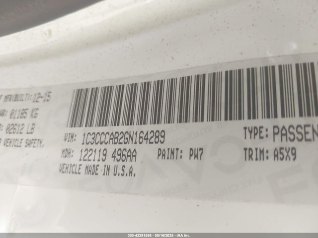 1C3CCCAB2GN164289 Chrysler 200 Limited
